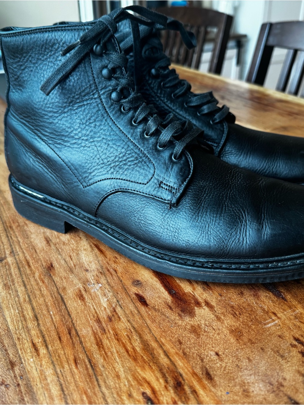 Allen Edmonds Higgins Mill Black Leather Lace-Up Work Boots - Picture 3 of 13